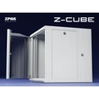 ZPAS Z-CUBE 19" 18U magas 600x600 mm egyrészes üvegajtós hálózati fali rack, világosszürke