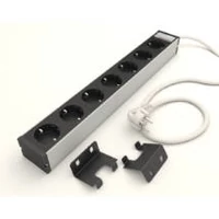 KONTASET 7-es elosztó, 19" szerelő adapterrel, 2.5 m, KS240, fekete, újravezetékelhető