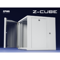 ZPAS Z-CUBE 19" 21U magas 600x450 mm egyrészes üvegajtós hálózati fali rack, világosszürke