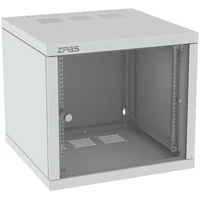 ZPAS zBOX 19" 10U magas 600x600 mm high-end egyrészes üvegajtós hálózati faliszekrény, világosszürke + ajándék hátsó tartóprofil pár