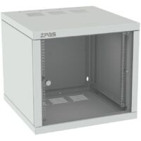 ZPAS zBOX 19" 12U magas 600x600 mm high-end egyrészes üvegajtós hálózati faliszekrény, világosszürke