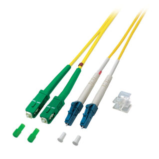 EFB optikai duplex patch kábel, SC/APC-LC/PC, SM 9/125 OS2, sárga, LSZH, L=15 méter