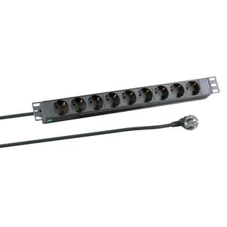 EFB 1U magas 19" PDU, 9xCEE 7/3 csatlakozósorral, műanyag profil, fekete