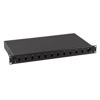 EFB 19" optikai rendezőtálca, 12xSC szimplex/E2000/LC duplex előlappal, 1U magas