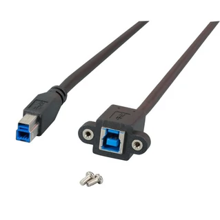 EFB USB3.0 Classic 5 Gbit/s hosszabbító kábel USB-B / USB-B csatlakozókkal (panelre csavarozható), 0,5 méter, fekete