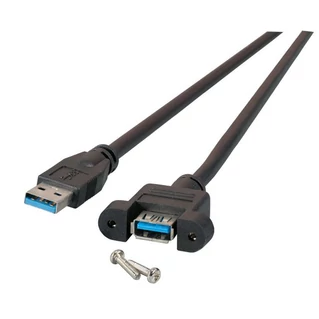 EFB USB3.0 Classic 5 Gbit/s hosszabbító kábel USB-A / USB-A csatlakozókkal (panelre csavarozható), 1 méter, fekete