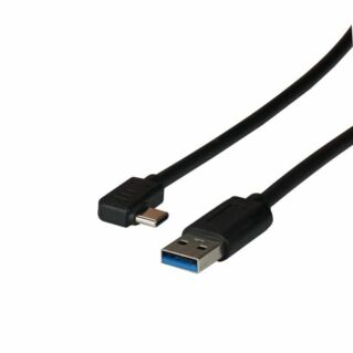 EFB USB3.2 Gen1 5Gbit/s kábel USB-C 90° / USB-A csatlakozókkal, L=0.5 méter, fekete