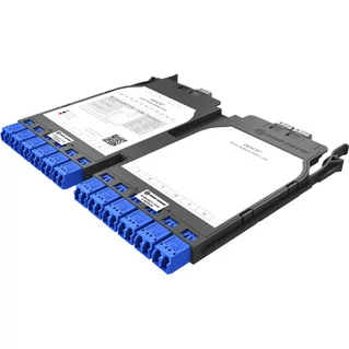 HUBER+SUHNER IANOS MTP-LC átalakító modul, dupla, Base-8, 12xLCD elöl, 3xMTP8 female hátul, SM OS2