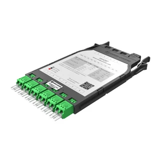HUBER+SUHNER IANOS MTP-LC átalakító modul, szimpla, Base-12, 6xLCD elöl, 1xMTP12 male hátul, SM OS2 APC