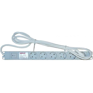 KONTASET 6-os elosztó, kapcsolóval, 19" szerelő adapterrel