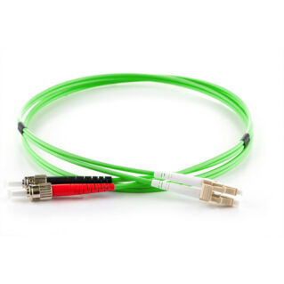 LC-ST duplex optikai patch kábel, multimódusú OM5 50/125 µm, lime zöld, L=10 méter
