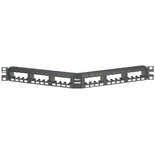 PANDUIT 24 portos döntött Mini-Com moduláris patch panel hátulról bepattintható blokkokkal, 1U