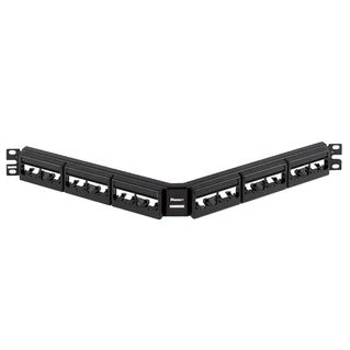 PANDUIT 24 portos döntött Mini-Com moduláris patch panel elölről bepattintható blokkokkal, 1U