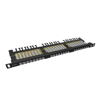 SOLARIX Cat.6 UTP 0,5U 24 portos patch panel, tehermentesítővel